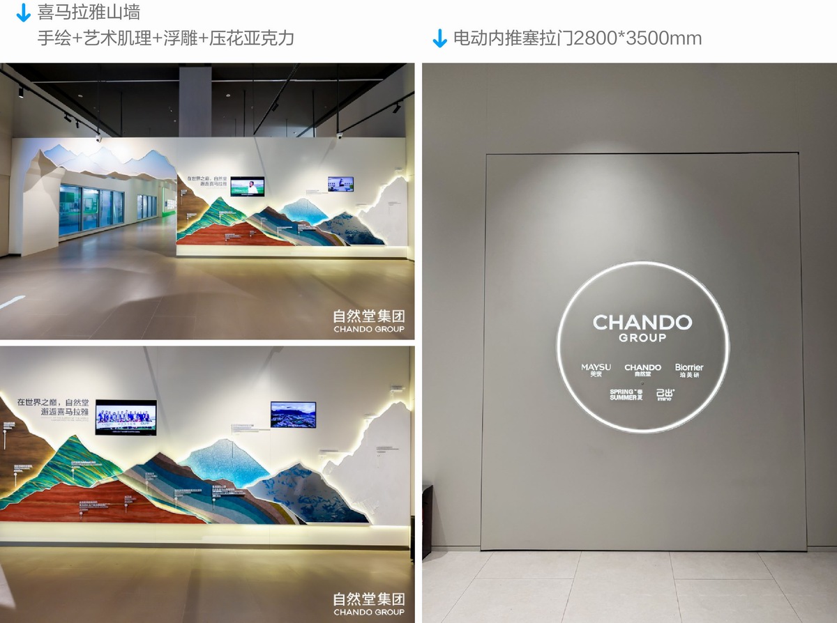 自然堂未来美妆城-工厂店喜马拉雅山墙&综合楼展厅