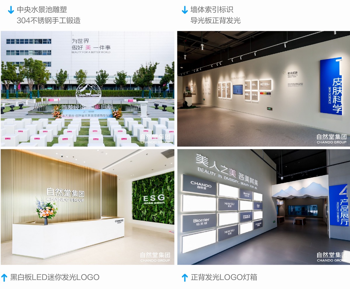 自然堂未来美妆城-综合楼展厅&工厂店标识